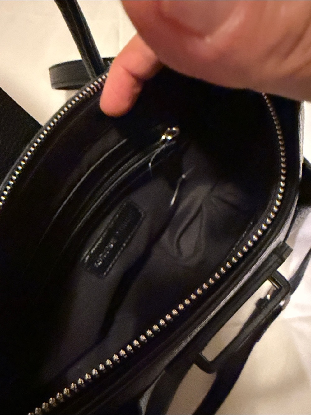 Adrienne Vittadini Black Pebbled Leather Satchel with Shoulder Strap - Picture 4 of 4